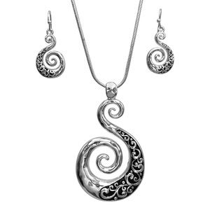 Designer Inspired Swirl Pendant Necklace Set